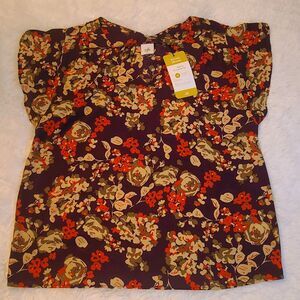 Cabi Scenic Route A La Mode Top Blouse M Spring Ophelia Purple Red Floral New